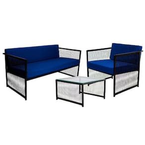 Conjunto Para área Externa De Fibra Sintética Azul