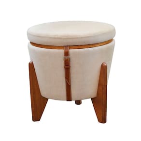 Conjunto 2 Puffs Baú Fênix Linho Castellar Móbile Bege Claro