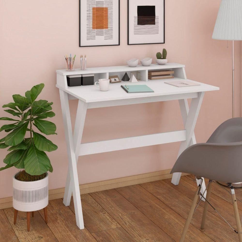 Escrivaninha Multiuso Retrô Mesa Tipo Cavalete Itália Branco