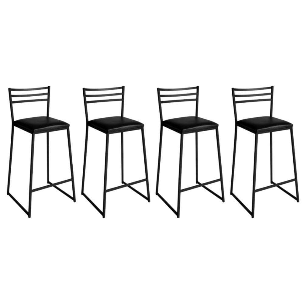 Conjunto De 4 Banquetas Alta Lisboa De Aço De Carbono Preto
