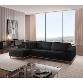 Sofá Cronos 03 Metros Chaise Lado Esquerdo Meu Sofá Online B260 Veludo Preto