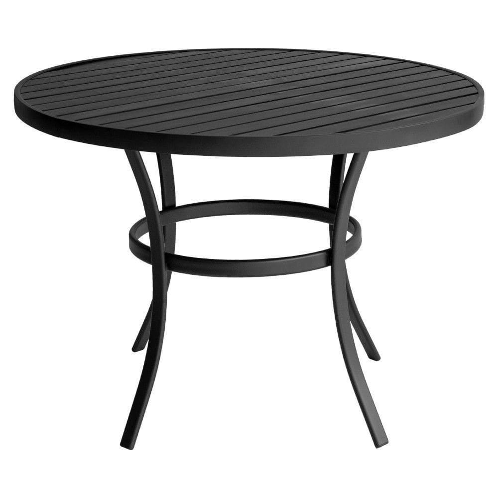 Mesa Para área Externa Ripada Redonda De Alumínio Pintado Preto