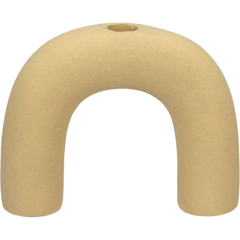 CASTIÇAL PORTA VELA SUPORTE HOME&CO CERÂMICA 13x17x4cm AMARELO