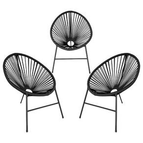 Conjunto 3 Cadeiras Para Area Externa Acapulco Aço Carbono Preto