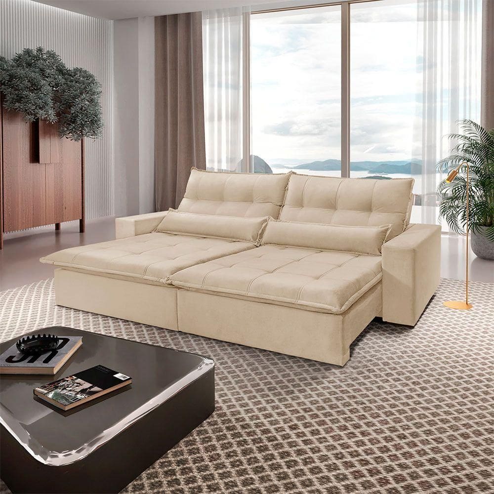 Sofá Grecia Linho 02 Módulos De 120m B25cm Meu Sofá Online A294 Linho Creme