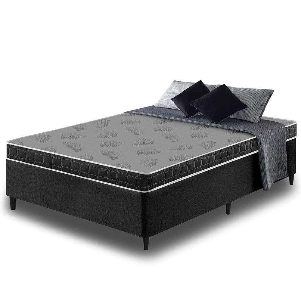 Cama Box Casal Preta + Colchão Querubin D20 138x188