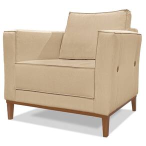 Poltrona Decorativa Balli 1 Lugar Pes Madeira Linho Dourado Ezz Dourado