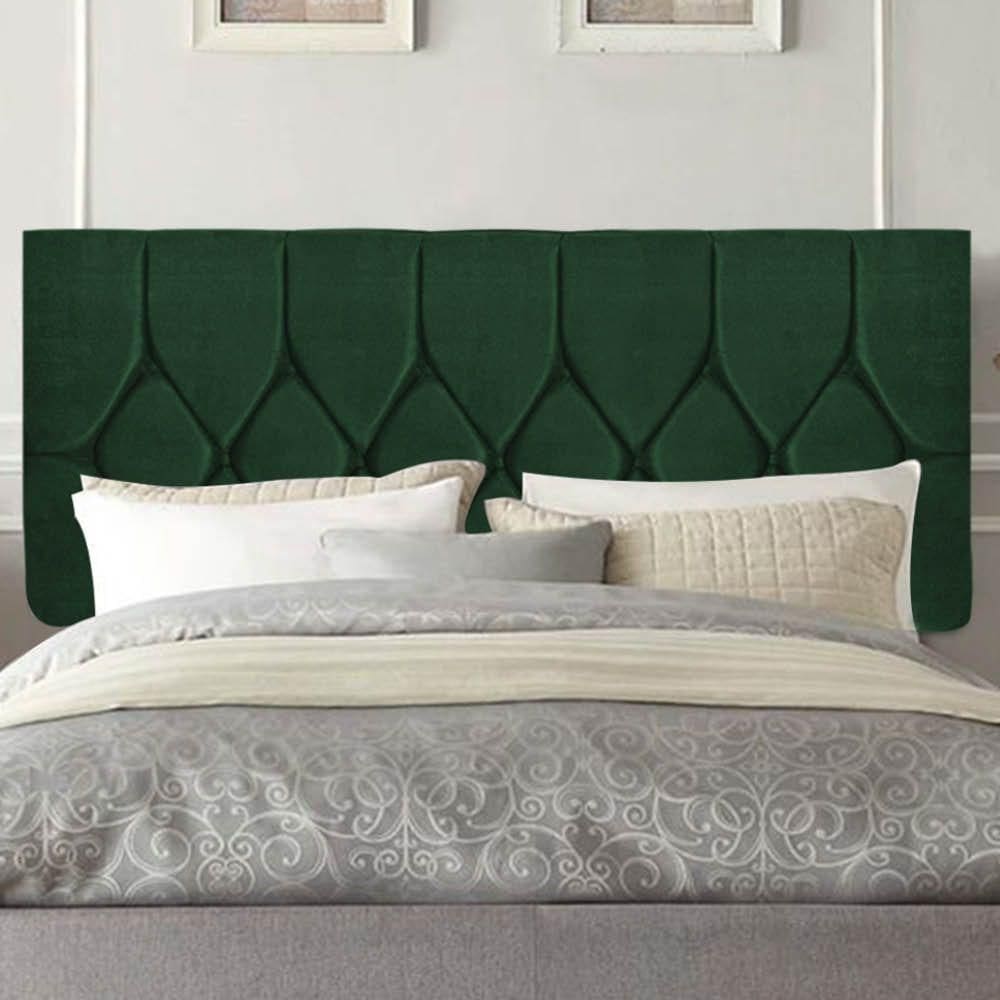 Painel Estofada Istambul Botão Capitonê 140cm Casal Para Cama Box Quarto Suede Verde - Gat Magazine
