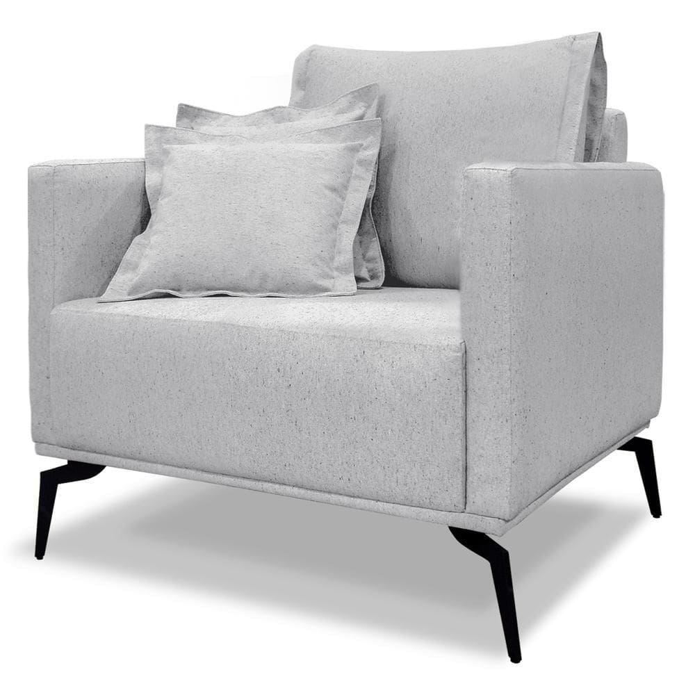 Poltrona Sala De Estar Liv 1 Lugar Pes Aço Linho Grigio Ezz Grigio