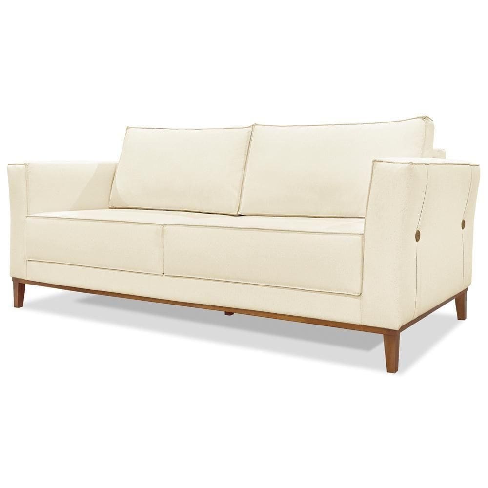 Sofa Balli 2 Lugares 190cm Pes Madeira Linho 222 Perola Ezz Perola