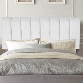 Painel Estofada Kiara 160cm Queen Size Box Quarto Corino Branco - Gat Magazine