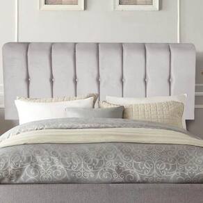 Painel Estofada Kiara 140cm Casal Box Quarto Suede Cinza Claro - Gat Magazine