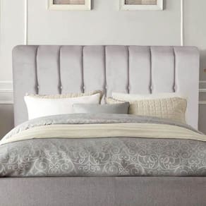 Cabeceira Estofada Kiara 195cm King Size Box Quarto Suede Cinza Claro - Gat Magazine