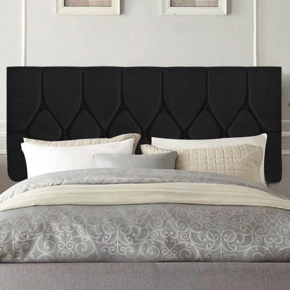 Painel Estofada Istambul Botão Capitonê 140cm Casal Para Cama Box Quarto Suede Preto - Gat Magazine