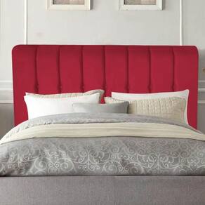 Cabeceira Estofada Kiara 195cm King Size Box Quarto Suede Vermelho - Gat Magazine