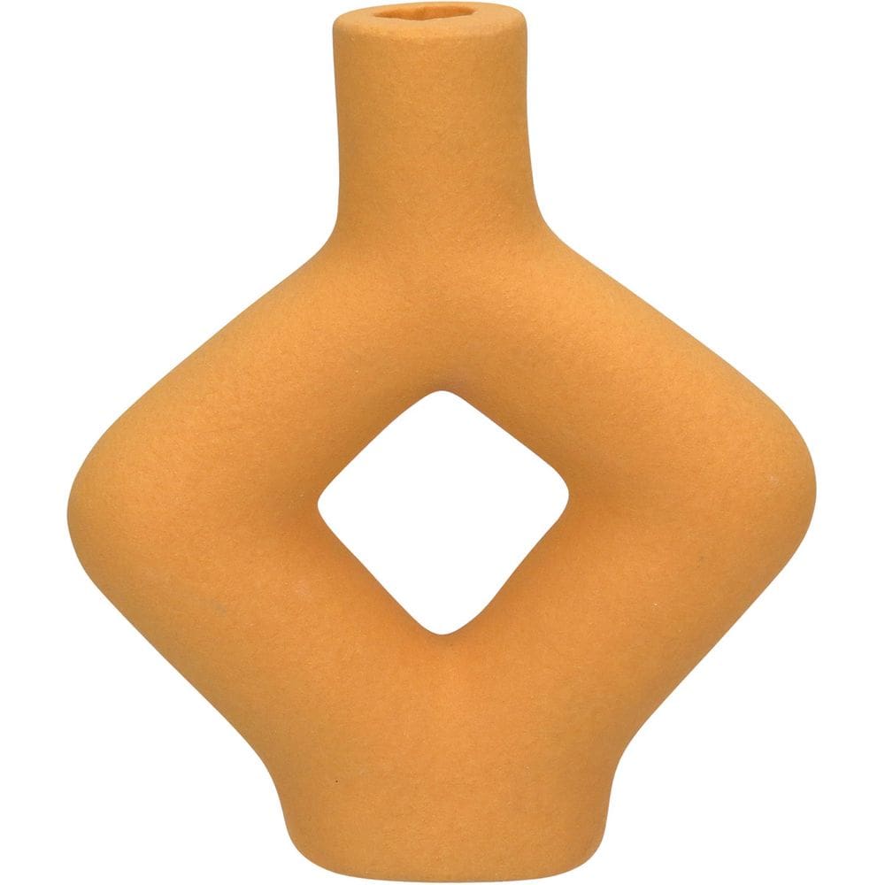 CASTIÇAL PORTA VELA SUPORTE HOME&CO CERÂMICA 18x15x5cm LARANJA