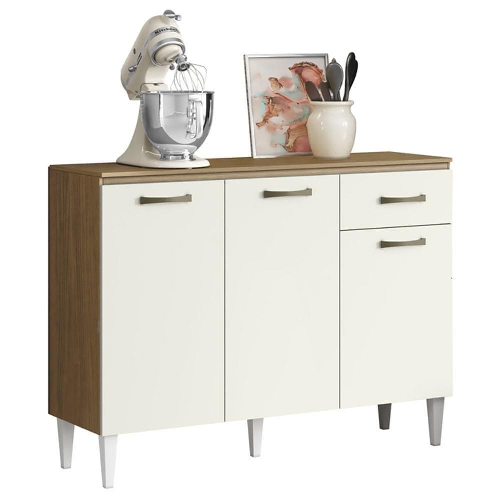 Balcao Pia 120cm Com Tampo 3 Portas 2012182 Atacama Off White