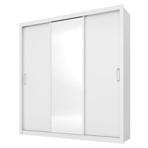 Guarda Roupa Casal Residence 3 Portas Branco Com Espelho - Demóbile Branco