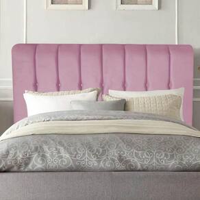 Cabeceira Estofada Kiara 195cm King Size Box Quarto Suede Rosa Bebê - Gat Magazine