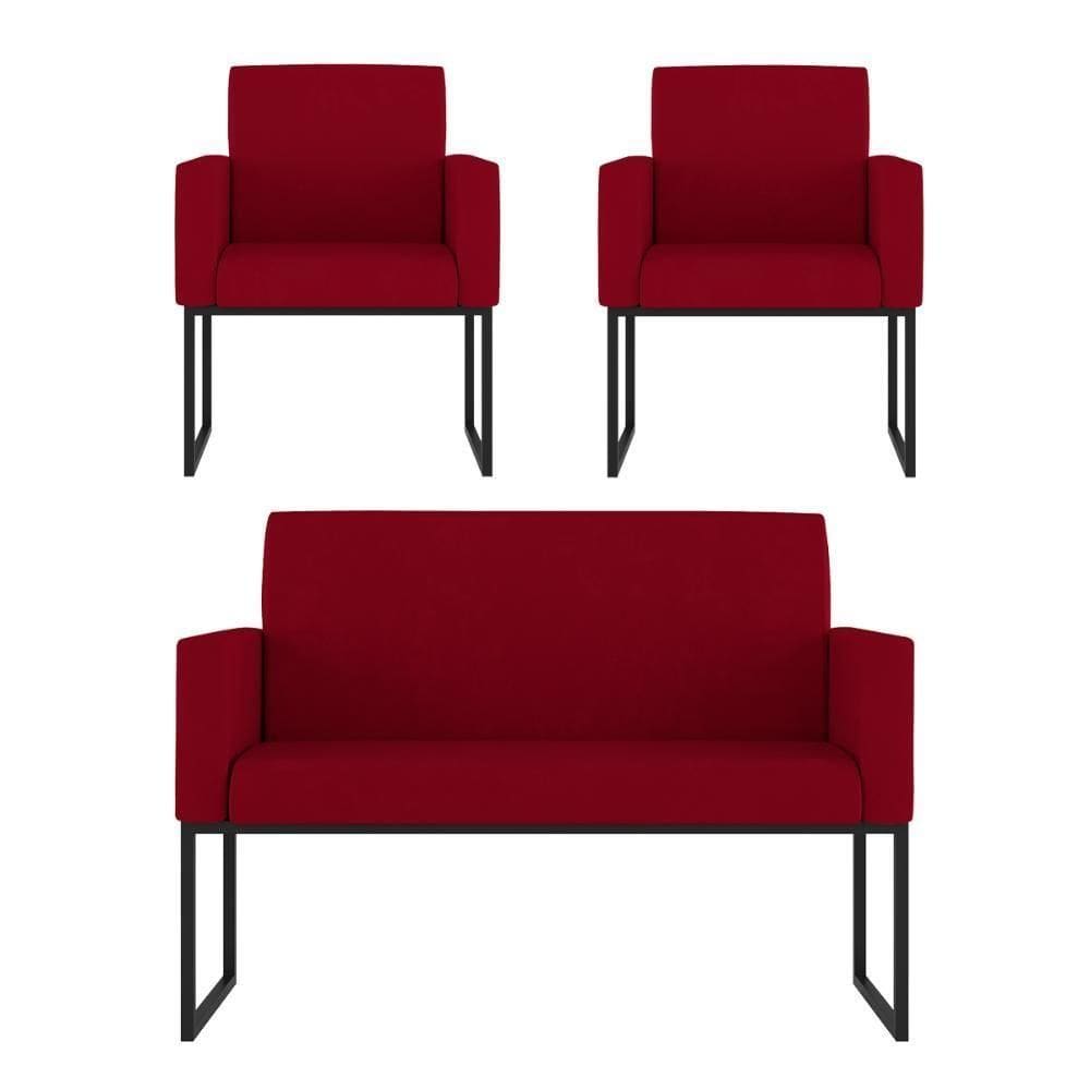 Kit Poltronas Namoradeira Lugares Para Recepção Vermelho