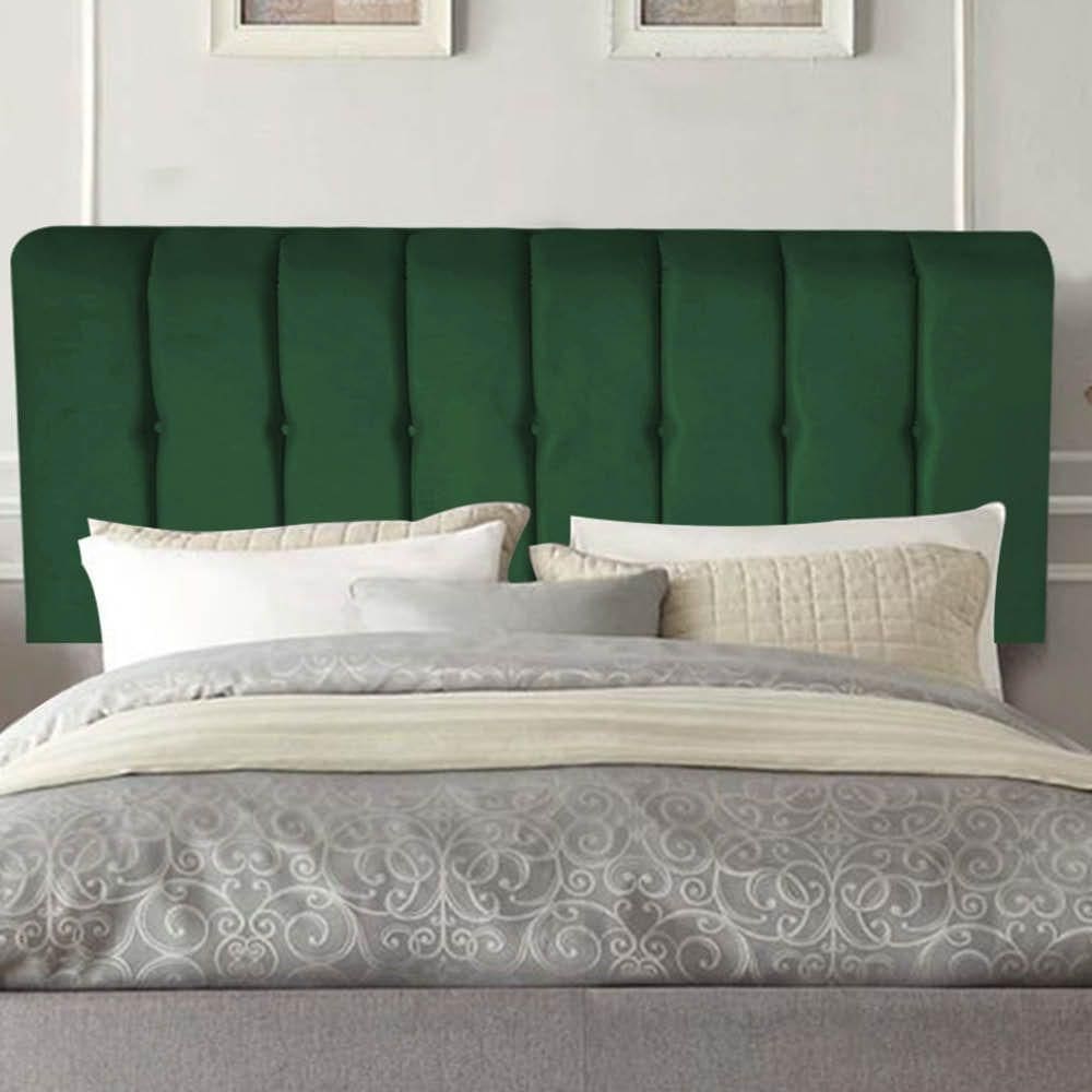 Painel Estofada Kiara 195cm King Size Box Quarto Suede Verde - Gat Magazine