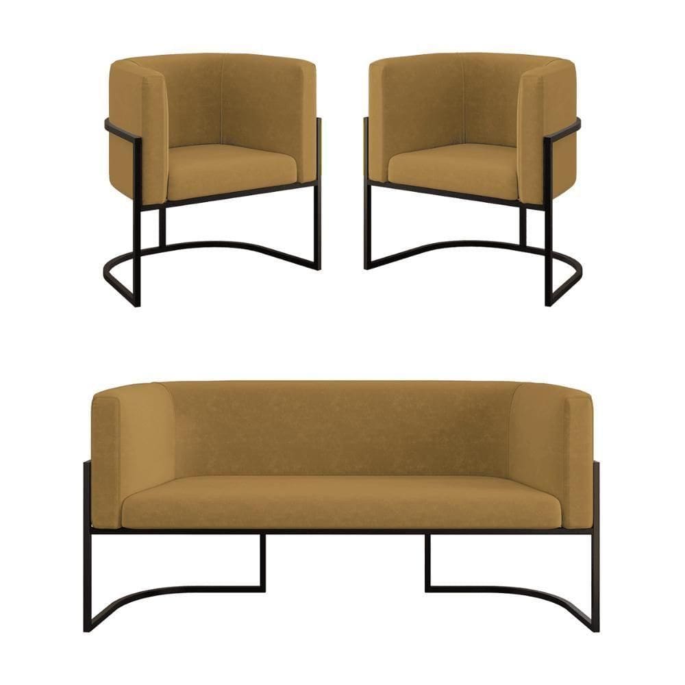 Kit Poltronas Sofá Lugares Para Recepção Balaqui Capuccino