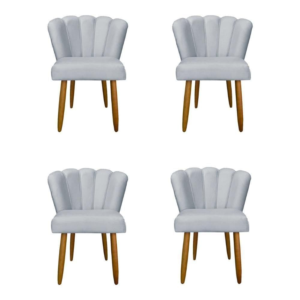 Kit 4 Cadeiras De Jantar Moderna Flor Balaqui Decor Cinza