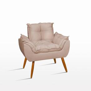 Poltrona Decorativa Opala Para Sala Confortável Cor Bege