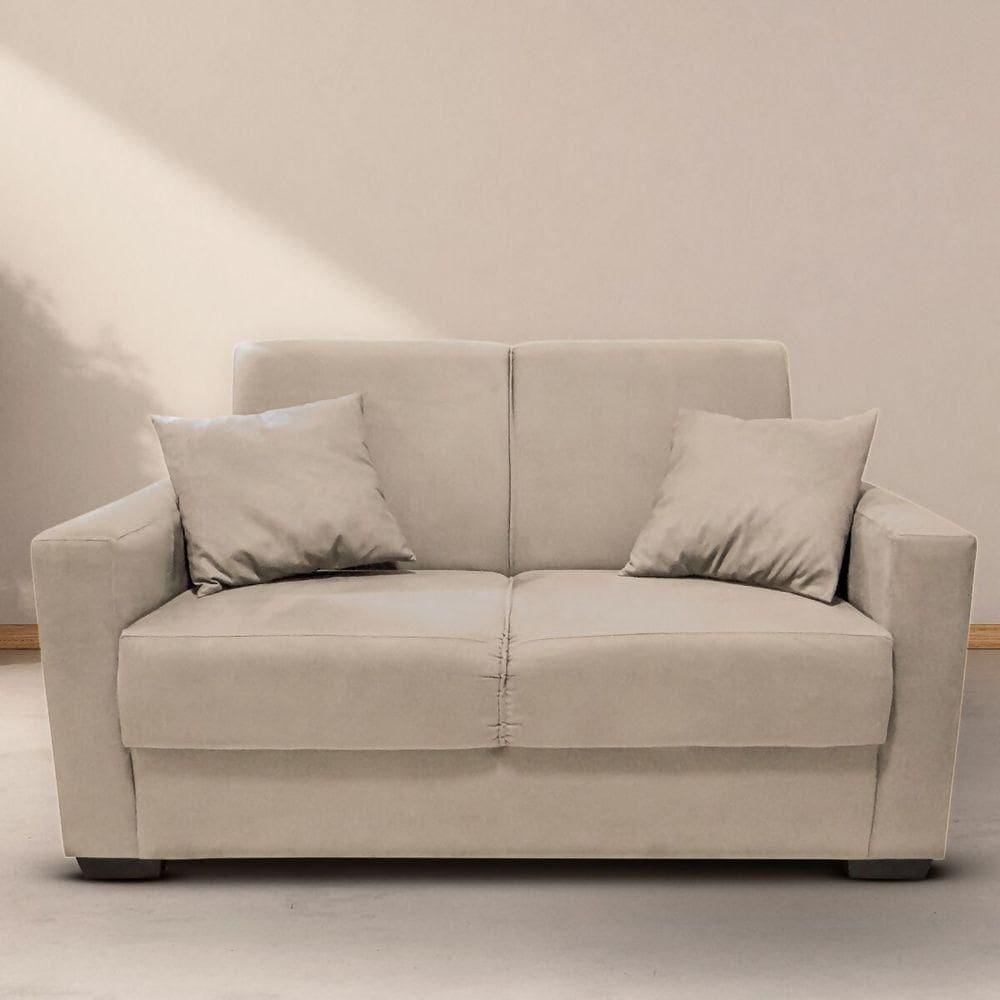 Sofá Estofado 2 Lugares Sala Estar Recepção Sofia Suede Bege