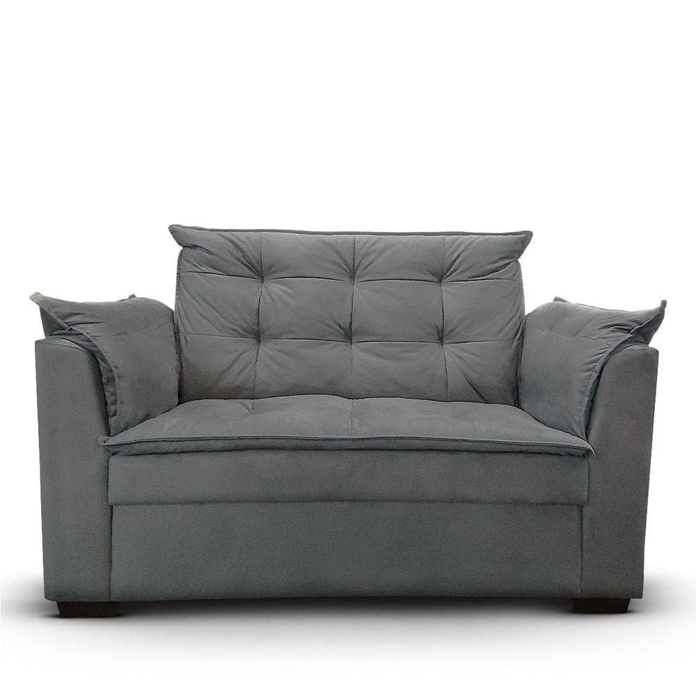 Sofá 2 Lugares Para Sala Moderno Confortável Aurora Suede Cinza
