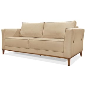 Sofa Balli 3 Lugares 210cm Pes Madeira Linho 223 Dourado Ezz Dourado