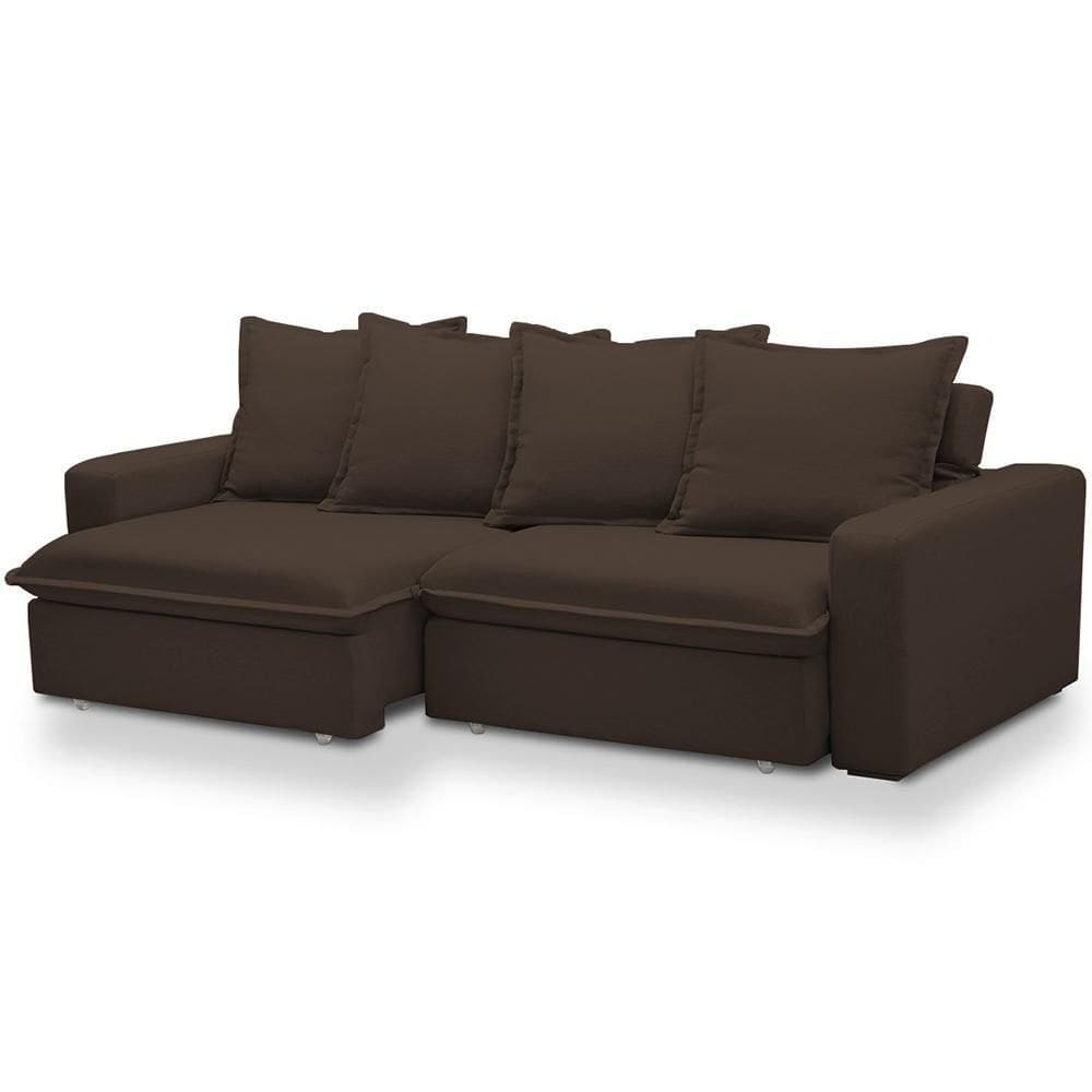 Sofá Retrátil Reclinável Para Sala De Estar Living 195cm Vêneto F04 Veludo Marrom - Lyam Decor