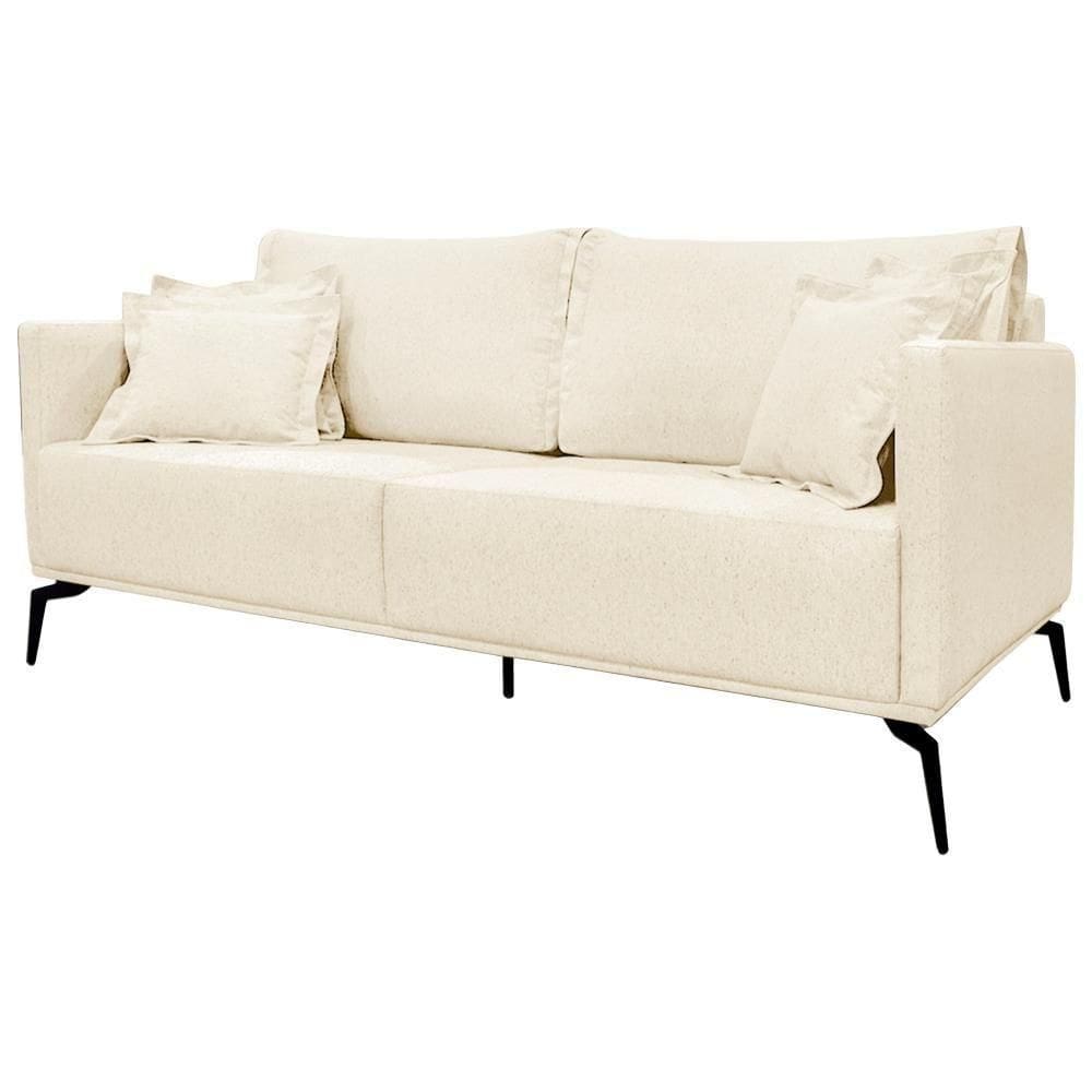 Sofa Sala De Estar Liv 2 Lugares Pes Aço Linho 232 Perola Ezz Perola