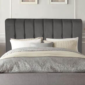 Cabeceira Estofada Kiara 160cm Queen Size Box Quarto Suede Cinza Escuro Grafite - Gat Magazine