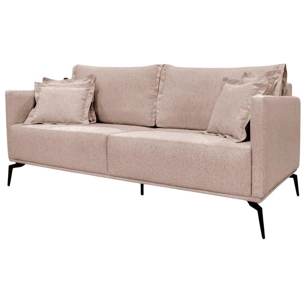 Sofa Sala De Estar Liv 2 Lugares Pes Aço Linho 232 Areia Ezz Areia