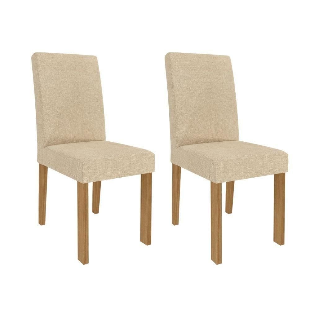 Cadeira De Jantar Mdf 2 Peças Encosto Fixo Maia Cimol Nature/gengibre Nature/gengibre