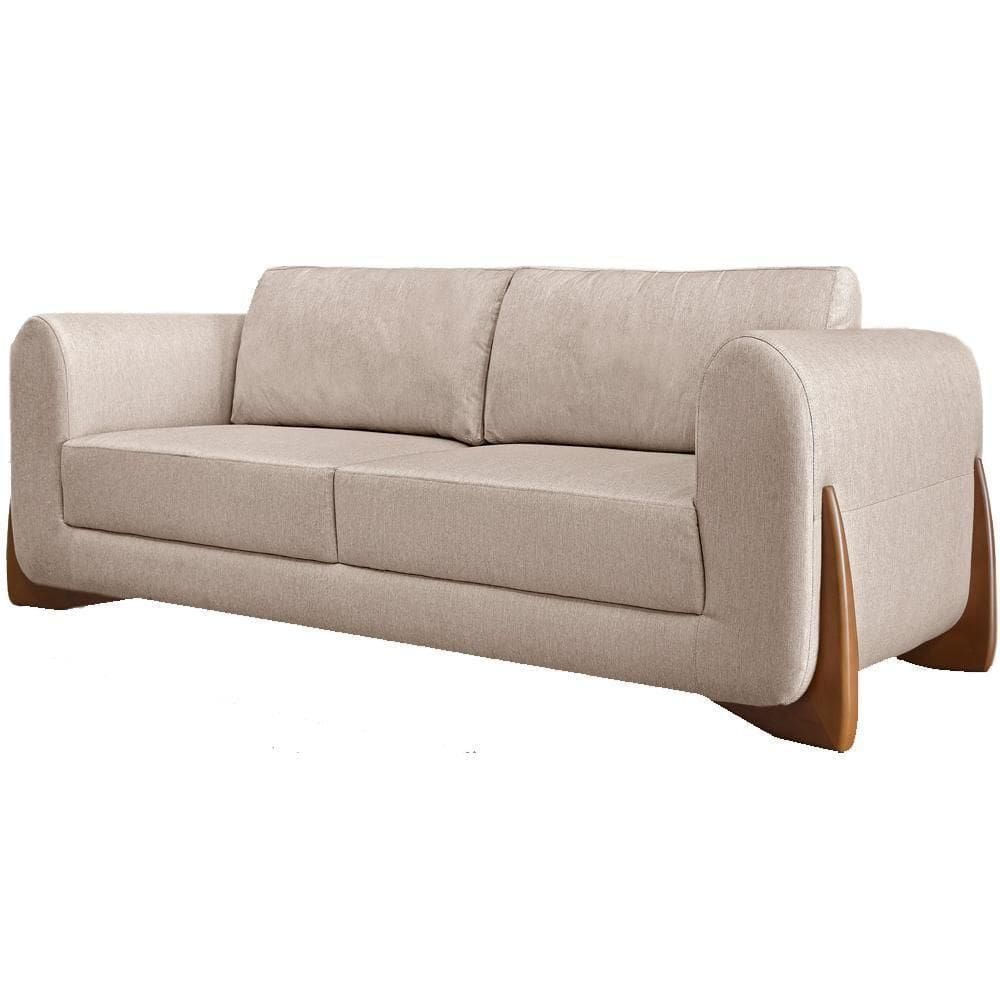 Sofa Jolie 3 Lugares 220cm Pes Boomerang Linho 214 Areia Ezz Areia