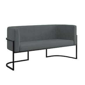 Sofá Namoradeira 2 Lugares Moderna Base Metal Black Balaqui Cinza