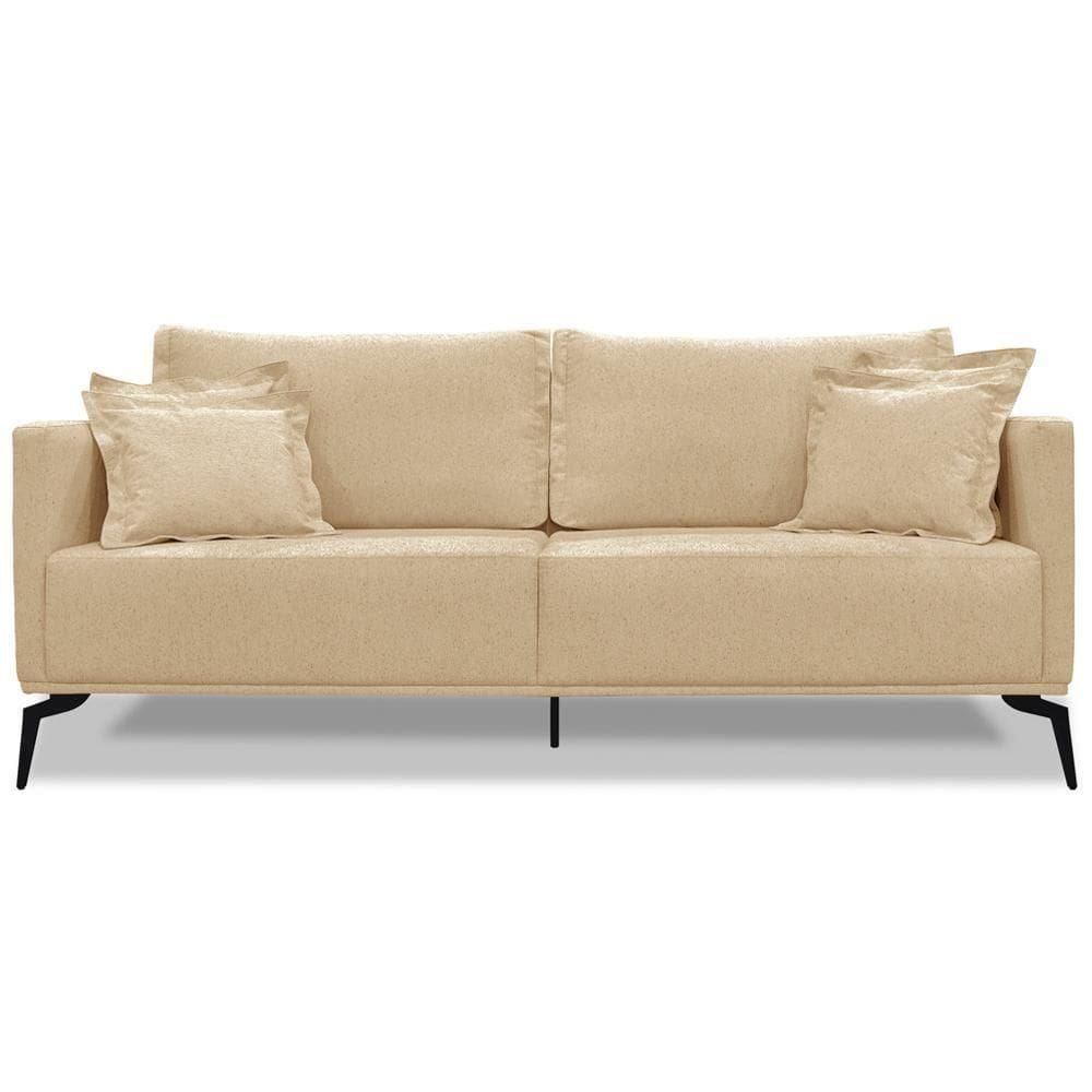 Sofa Liv 3 Lugares 220cm Pes Aço Linho 234 Dourado Ezz Dourado