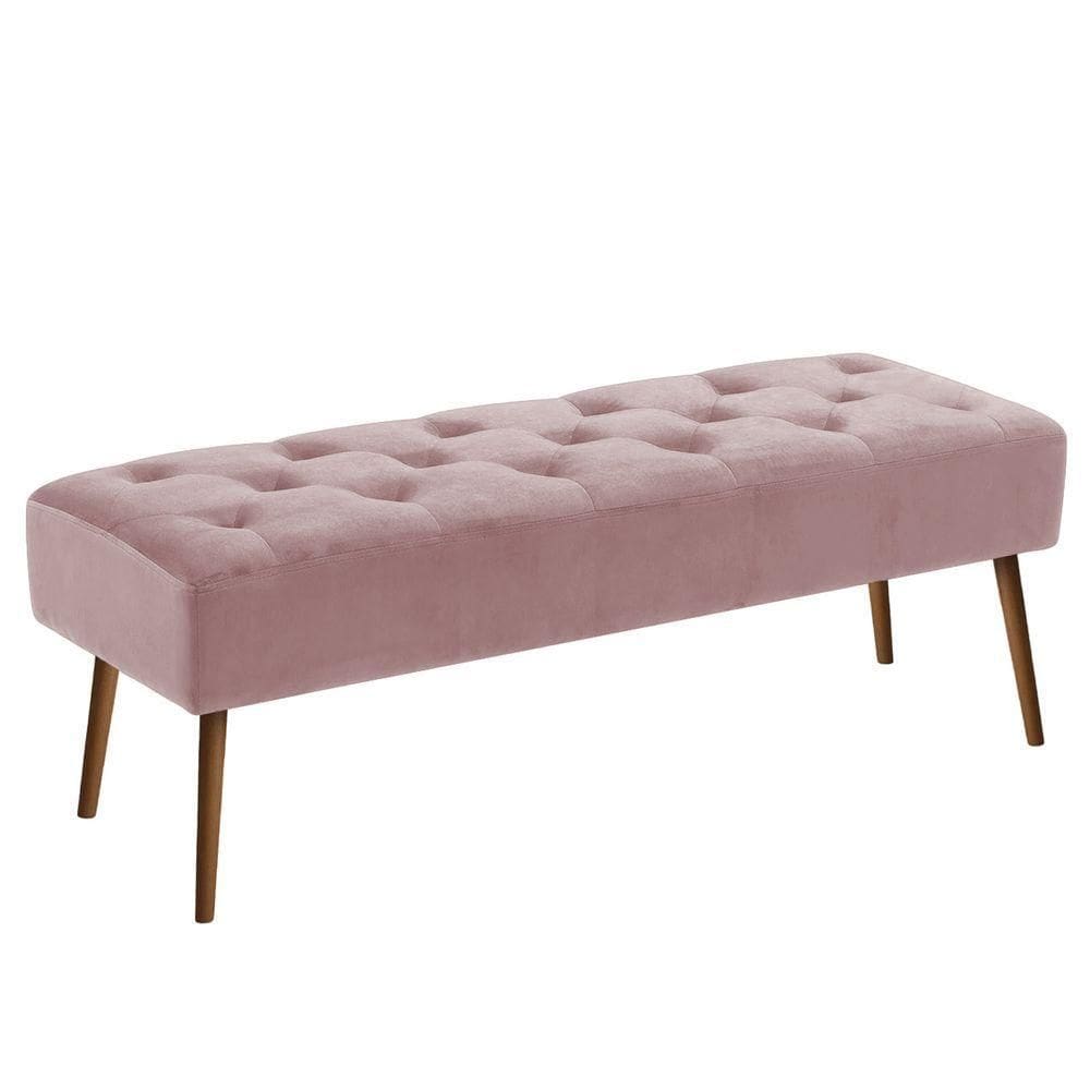 Banco Estofado Rubi 1,60m Suede Rose - Clique Decorações