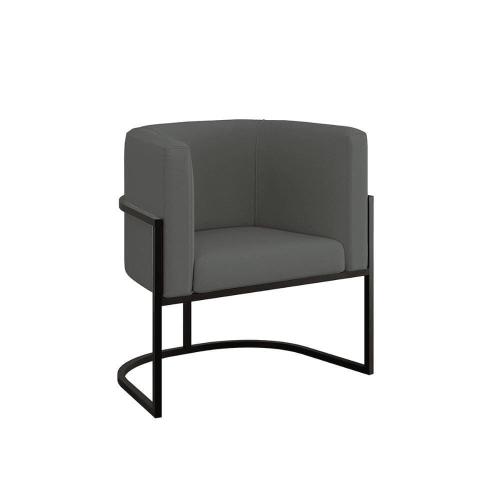 Poltrona Moderna Confortável Com Base De Metal Black Balaqui Cinza