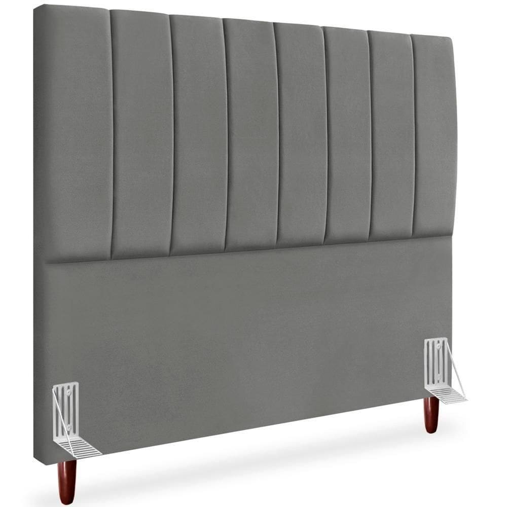 Cabeceira Casal 140cm Arlla Suede Cinza Rm Cinza