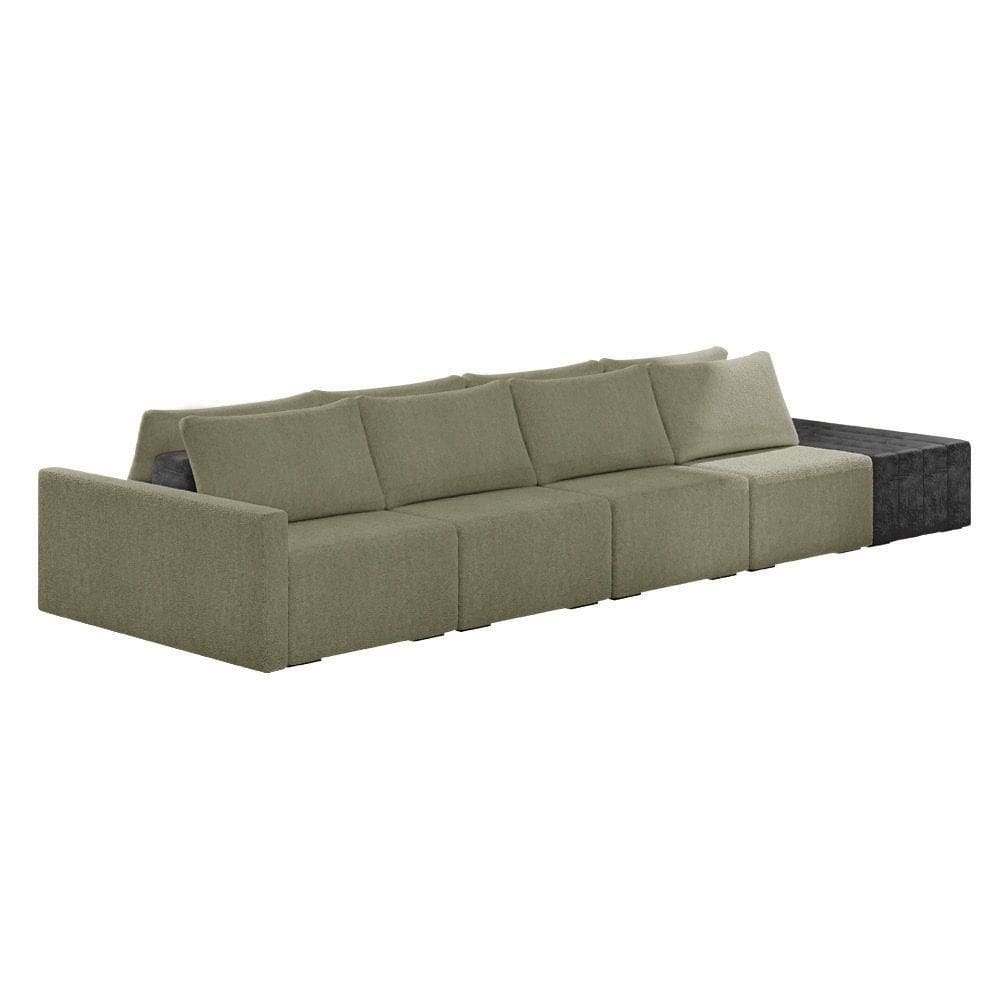 Sofá Ilha 4 Lugares Living 432cm Modulado Lary Bouclê Pu Pto K01 Cor Verde