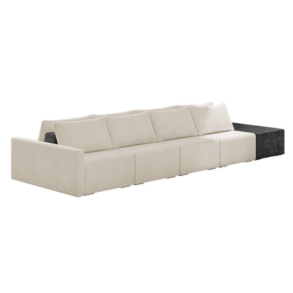 Sofá Ilha 4 Lugares Living 512cm Modulado Lary Bouclê Bege Pu Pto K01 - D`rossi