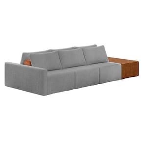 Sofá Ilha 3 Lugares Living 312cm Modulado Lary Bouclê Cinza Claro K01 - D`rossi