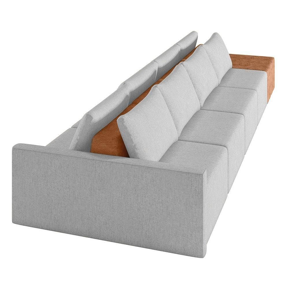 Sofá Ilha 4 Lugares Living 472cm Modulado Lary Linho K01 Cor Cinza