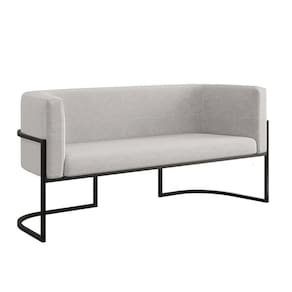 Sofá Namoradeira 2 Lugares Moderna Base Metal Black Balaqui Bege