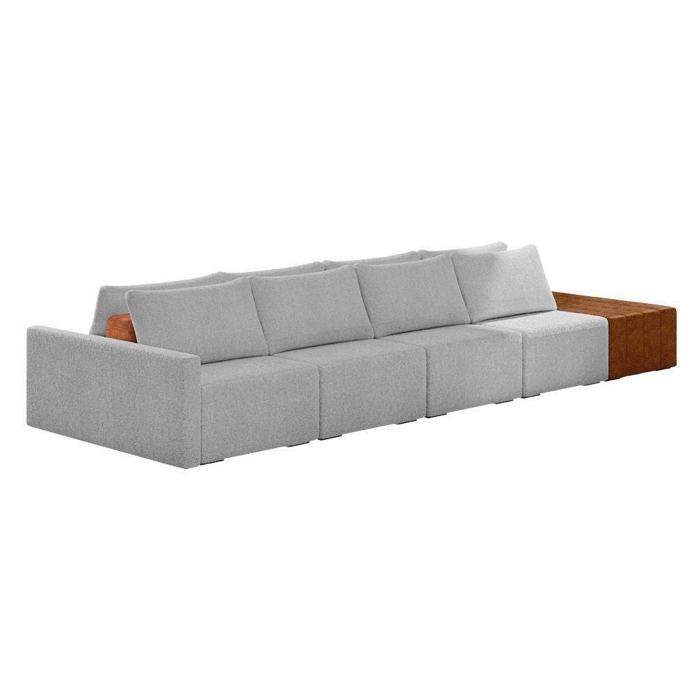 Sofá Ilha 4 Lugares Living 512cm Modulado Lary Bouclê K01 Cor Cinza Claro