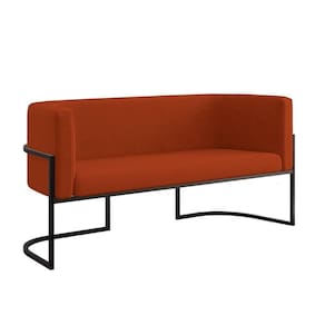 Sofá Namoradeira 2 Lugares Moderna Base Metal Black Balaqui Terracota