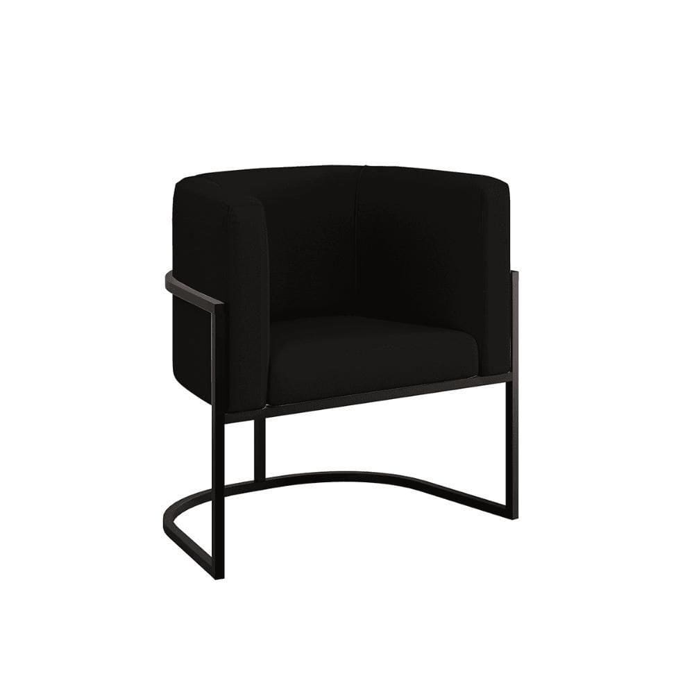 Poltrona Moderna Confortável Com Base De Metal Black Balaqui Preto
